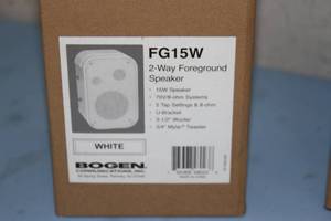lot 77 image: Lot of 3 - Bogen Communication FG15W Pro Audio Foreground Paging Speakers (White)