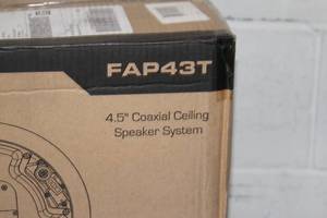lot 107 image: Atlas Sound FAP43T 4.5 Coaxial In-Ceiling Speakers with 32-Watt 70V100V Transformer - NEW - PAIR