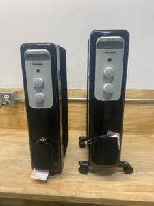 lot 23 image: PELONIS Lot of 2-  1,500-Watt Oil-Filled Radiant Electric Space Heaters with Thermostat