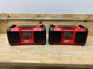 lot 43 image: MILWAUKEE Lot of 2-  M18 18-Volt Lithium-Ion Cordless Jobsite Radios