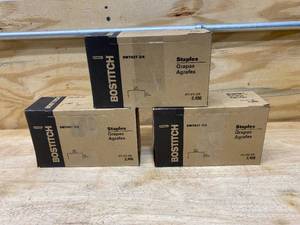 lot 44 image: BOSTITCH Lot of 3 Boxes of-  1-38 x 34 In. 2.4M Galvanized Carton Closing Staples - 2400Box