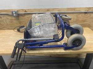 lot 111 image: DMI Traditional Steel Rollator Walker with Padded Seat