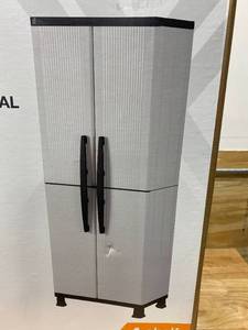 lot 96 image: HDX Plastic Freestanding Garage Cabinet in Gray (27 in. W x 68 in. H x 15 in. D)