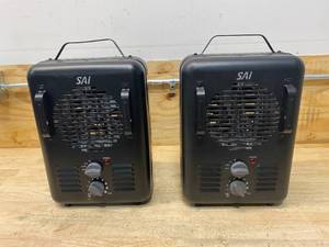 lot 88 image: SAI Lot of 2-  1,500-Walt Utility Milkhouse Fan-Forced Portable Heaters with Thermostat