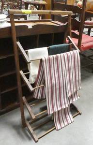Vintage towel rack with towels