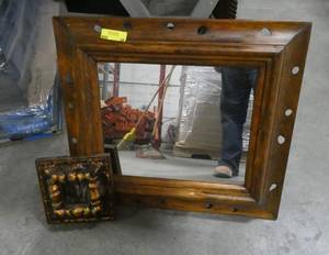 Wood mirror and small art frame