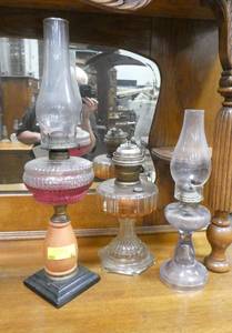 3 large hurricane lamps, see pictures for condition