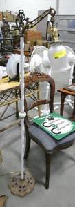 vintage metal floor lamp with brass base and top