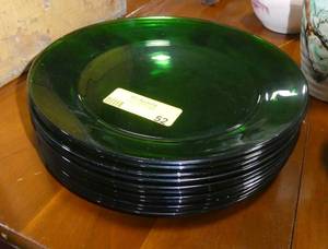 Lot of 11 Green glass plates