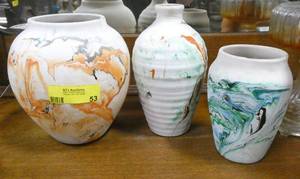 Group of 3 larger size Nemadji Indian pottery 7-8
