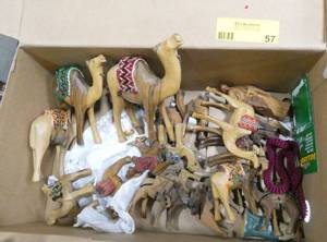 Box of wood carved camels