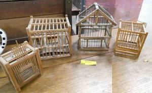 4 small  miniature wooden bird cages