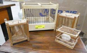 4 small wooden bird cages