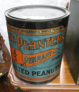 Large Vintage Planters Peanuts tin - 10 lb tin - think of 2-3 gallons paint - Great Colorful Graphics