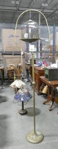 Tall bird cage O.L. Co. of New York with glass feeders approx 65 tall