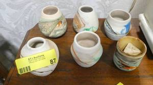 6 small 3-4 Nemadji Indian pottery vases