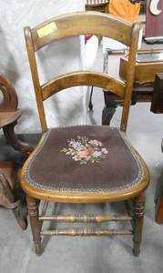 Nice vintage wood chair with upholstered seat