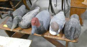 5 wooden duck decoys