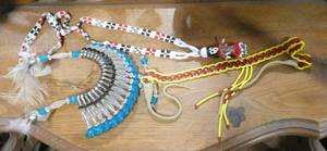 3 Native American beaded pieces - necklace, headband