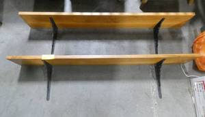 2 wood shelves with brackets