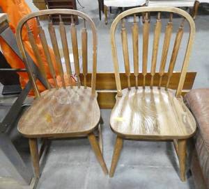 2 wood table chairs