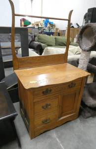 Icebox style dresser cabinet 30 wide 27 tall 19 deep, the towel rack is another 26 tall
