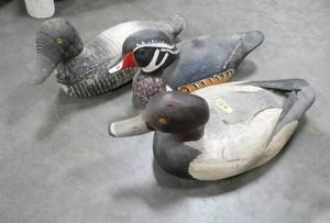 3 vintage wood duck decoys