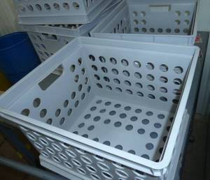 Set of 6 Brand new plastic storage crates (only 4 shown but you get 6)