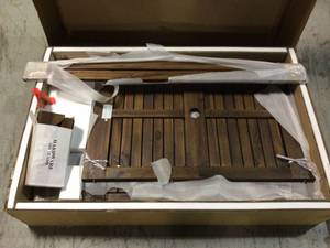 Boardwalk Dark Brown Acacia Wood Extendable Outdoor Dining Table by Walker Edison Furniture Company Customer Returns See Pictures