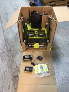 40V HP Brushless 18 in. Single-Stage Cordless Electric Snow Blower with Battery and Charger by RYOBI missing wheels Customer Returns See Pictures