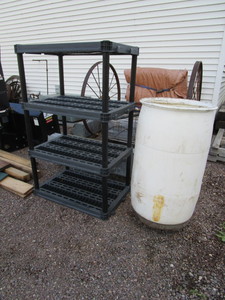 Garage Shelving & Trash Can on Wheels