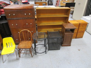 Dressers, Bookshelf, End Tables, (2) Small Chairs