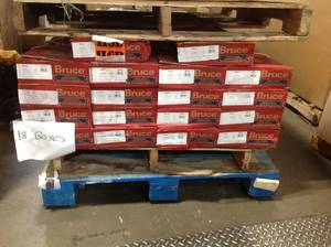Pallet with 18 cases Plano Oak Gunstock 34 in. Thick x 2-14 in. Wide x Varying Length Solid Hardwood Flooring (20 sq. ft.  case) not used see pictures