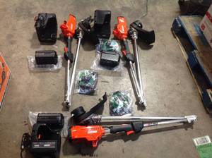 NICE Lot of assorted ECHO Cordless 58V Trimmers Battery and Chargers in like new condition see pictures