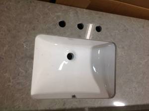 61 in. W x 22 in. D Stone Effects Double Sink Vanity Top in Pulsar with White Sinks not used see pictures