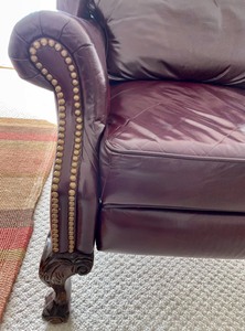 lot 249 image: Maroon Faux Leather Recliner