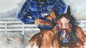lot 256 image: Original Western Themed Watercolor Painting