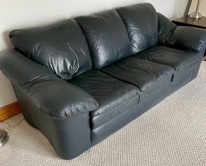 lot 304 image: Navy Blue Leather Sofa