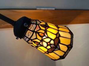 lot 318 image: Metal Floor Lamp With Stained Glass Shade