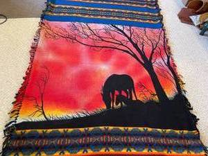 lot 329 image: Horse Themed Wool Blanket
