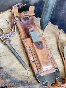 lot 72 image: Hunting Knife with Sharpenig Stone & Leather Sheath