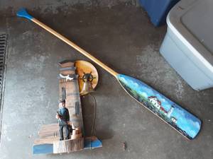 lot 16 image: Handcrafted Lighthouse With Bell & Painted Paddle