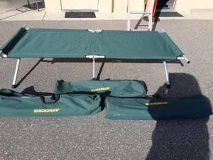 lot 17 image: 3- Quickdraw XL Adult Size Cots With Travel Cases