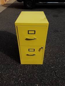 lot 21 image: 2-Drawer Locking With Key File Cabinet - Yellow