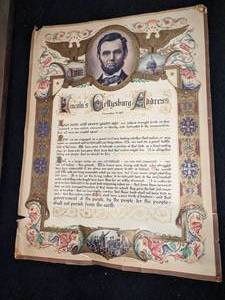 lot 27 image: Vintage Print of Lincolns Gettysburg Address 21 x 16