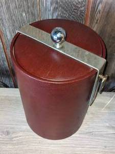 lot 39 image: Rare 60s GEORGE BRIARD Leather Cylindrical Ice Bucket