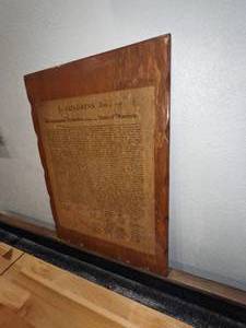 lot 73 image: Board Mounted Copy of the Declaration of Independence