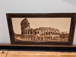 lot 71 image: Antique Framed Photograph of Ancient  Roman Amphitheater Colosseum