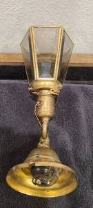 lot 104 image: Brass Hubbell Wall Sconce wBeveled Glass Shade