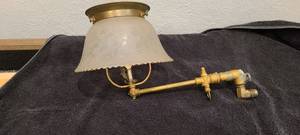 lot 100 image: Antique Victorian Gas Wall Mount Light Arm wShade
